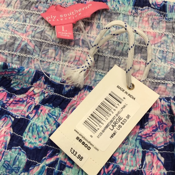 Simply Southern Shell-Bee Tiered Smocked Seashell Print Skirt - Picture 5 of 6